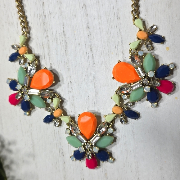 J. Crew Multicolor Statement Necklace and Gold Bangle Set - Picture 2 of 8